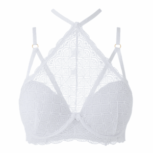 Sutiã Liebe Meia Taça Halter Neck Em Renda Branco