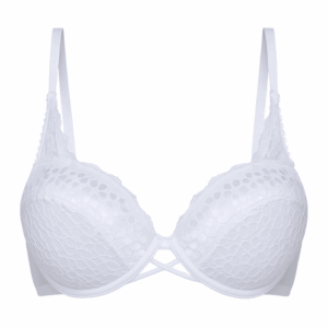Sutiã Liebe Meia Taça Com Bojo Em Renda E Tule Branco Coleção Noivas