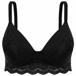 Sutiã Liebe Meia Taça Com Cós Em Renda Plus Preto